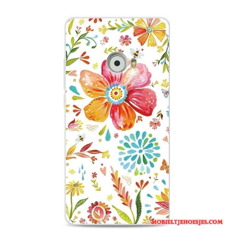 Mi Note 2 Bloemen Mini Hoes Hoesje Telefoon Reliëf Siliconen Rood