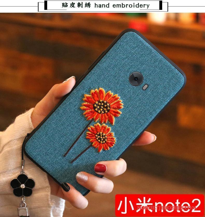 Mi Note 2 Hoesje Borduurwerk Zacht Mini Grijs Bloemen All Inclusive Rood