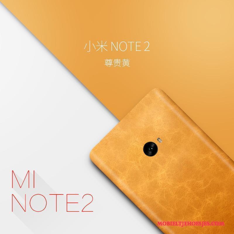 Mi Note 2 Persoonlijk Bescherming Dun Hoesje Telefoon Scheppend Leren Etui Geel