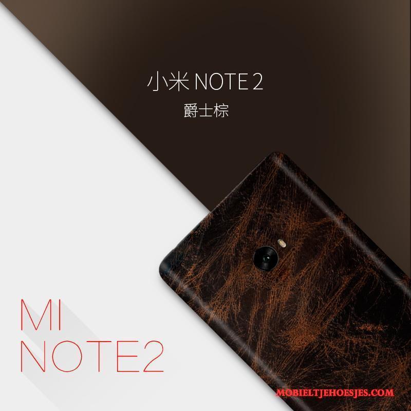 Mi Note 2 Persoonlijk Bescherming Dun Hoesje Telefoon Scheppend Leren Etui Geel