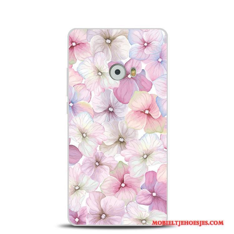 Mi Note 2 Siliconen Reliëf Rood Bloemen Zacht Mini Hoesje