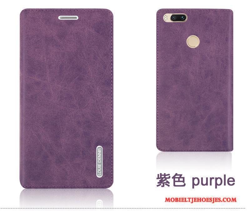 Mi Note 3 Leren Etui Bescherming Mobiele Telefoon Anti-fall Purper Mini Hoesje