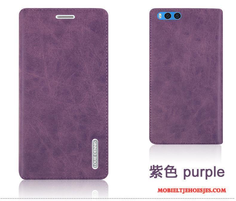 Mi Note 3 Leren Etui Bescherming Mobiele Telefoon Anti-fall Purper Mini Hoesje