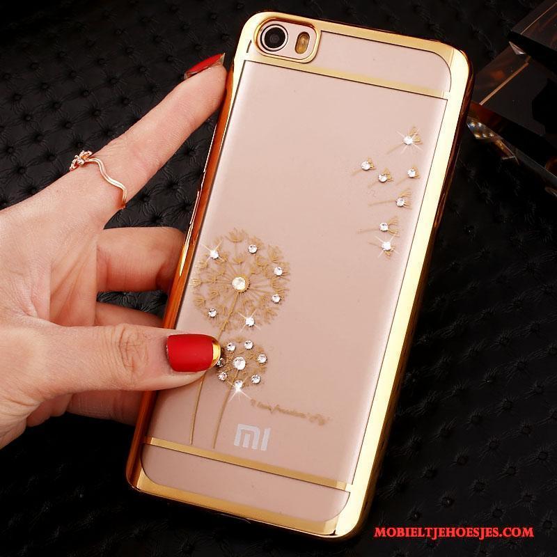 Mi Note Hoesje Eenvoudige Dun Plating Hard Met Strass Doorzichtig Mobiele Telefoon