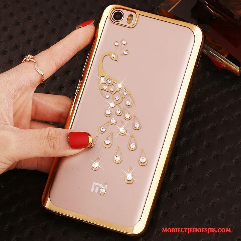 Mi Note Hoesje Eenvoudige Dun Plating Hard Met Strass Doorzichtig Mobiele Telefoon