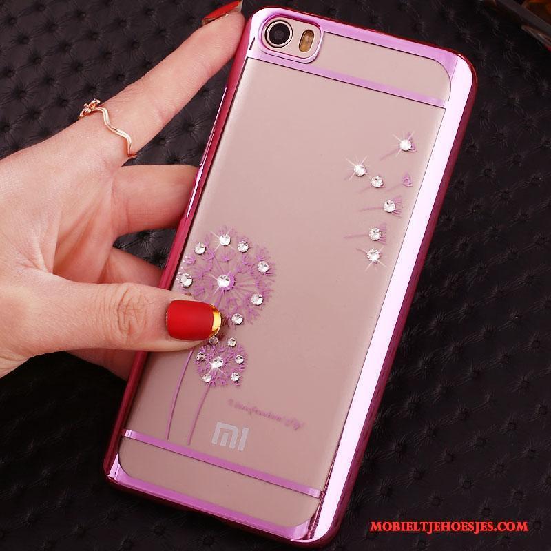 Mi Note Hoesje Eenvoudige Dun Plating Hard Met Strass Doorzichtig Mobiele Telefoon