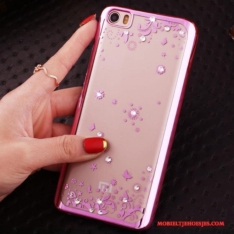 Mi Note Hoesje Eenvoudige Dun Plating Hard Met Strass Doorzichtig Mobiele Telefoon