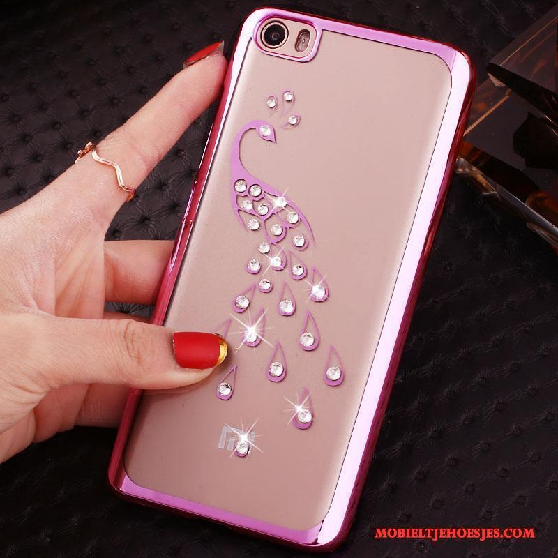 Mi Note Hoesje Eenvoudige Dun Plating Hard Met Strass Doorzichtig Mobiele Telefoon