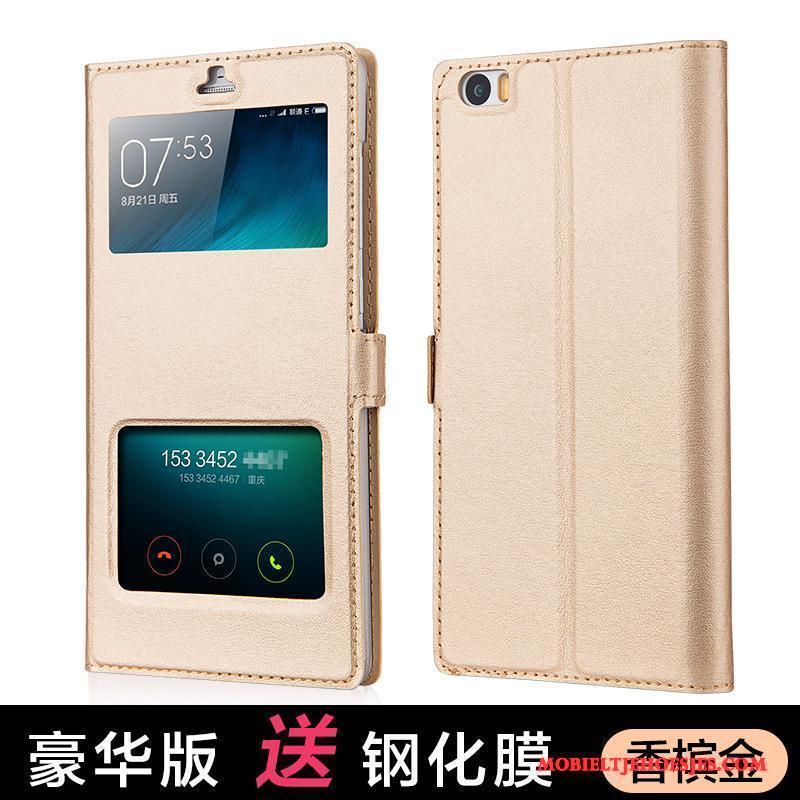 Mi Note Hoesje Mini Goud Anti-fall Leren Etui Bescherming Mobiele Telefoon Clamshell