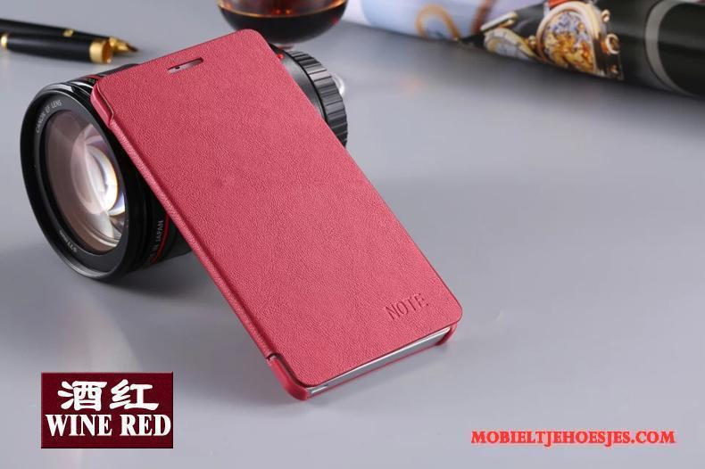 Mi Note Leer Bescherming Mini Mobiele Telefoon Purper Hoesje Clamshell