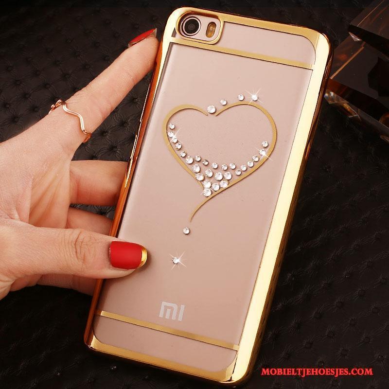 Mi Note Zacht Goud Mini Hoesje Plating Met Strass Telefoon