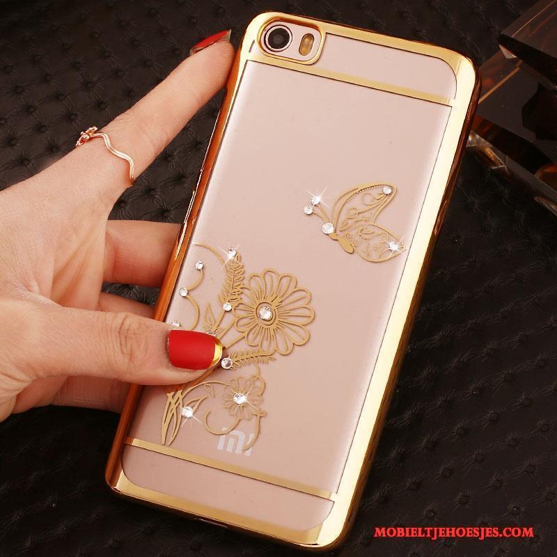 Mi Note Zacht Goud Mini Hoesje Plating Met Strass Telefoon