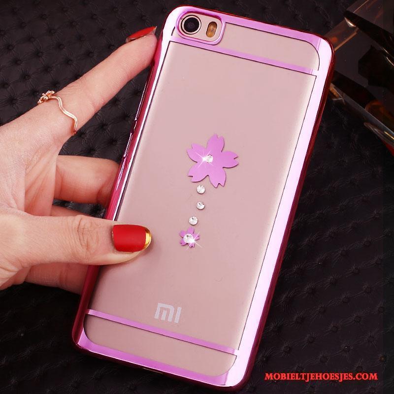 Mi Note Zacht Goud Mini Hoesje Plating Met Strass Telefoon