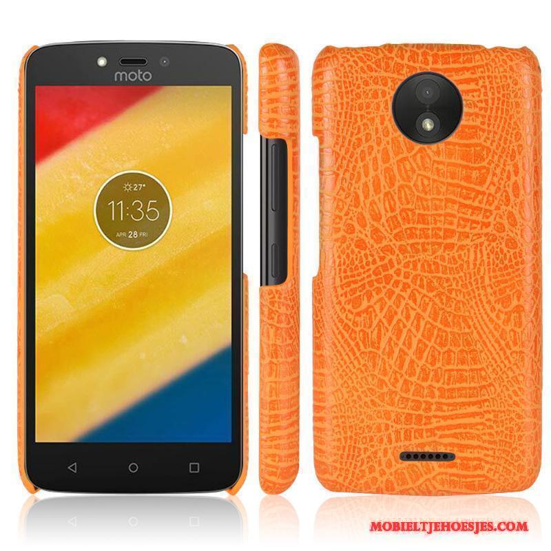 Moto C Plus Hoes Anti-fall Bescherming Krokodillenleer Leren Etui Lichtblauw Hoesje Telefoon