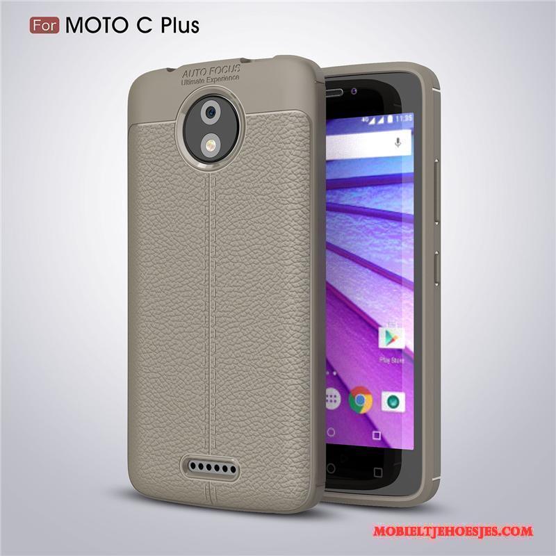 Moto C Plus Zwart Patroon Anti-fall Zacht Hoes Leer Hoesje