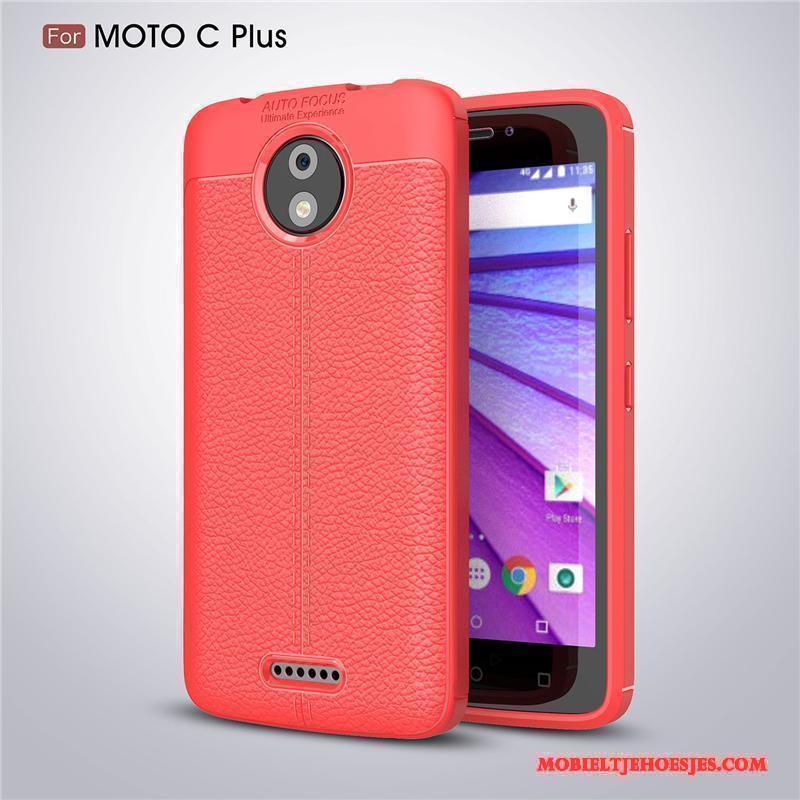 Moto C Plus Zwart Patroon Anti-fall Zacht Hoes Leer Hoesje