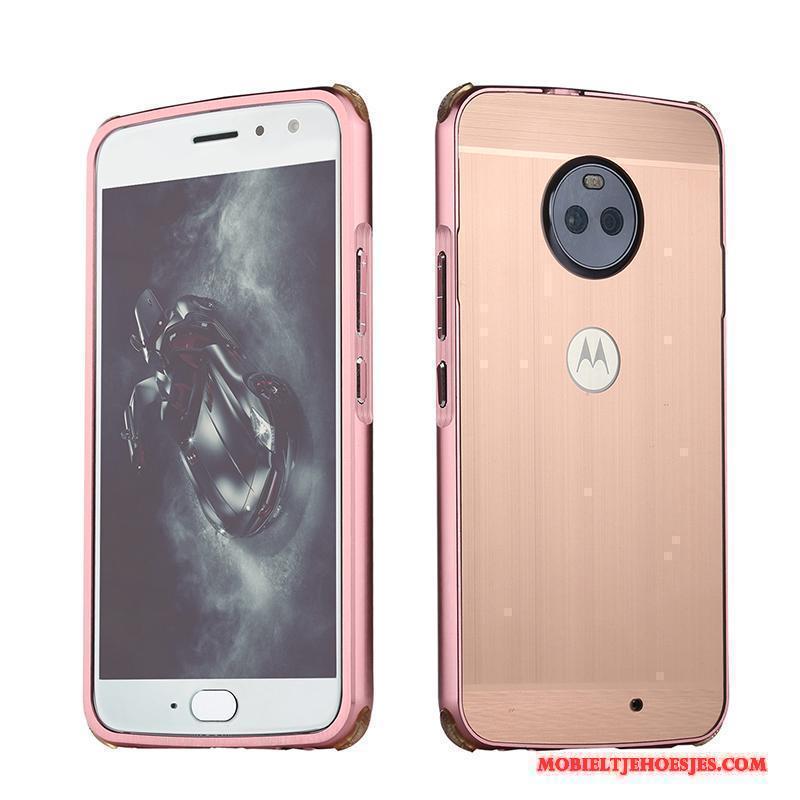 Moto E4 Plus Rose Goud Hoesje Metaal Bescherming Lint Anti-fall Mobiele Telefoon