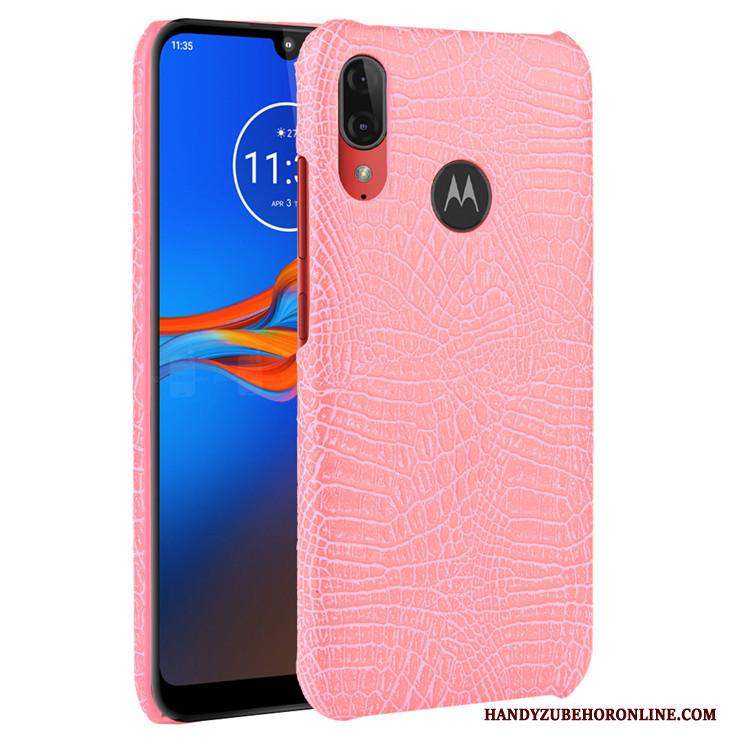 Moto E6 Plus Hard Mobiele Telefoon Bescherming Krokodil Hoesje Patroon Leer