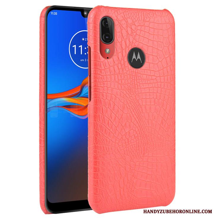 Moto E6 Plus Hard Mobiele Telefoon Bescherming Krokodil Hoesje Patroon Leer