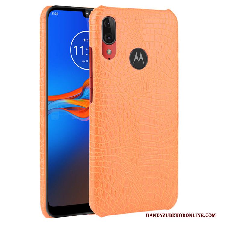 Moto E6 Plus Hard Mobiele Telefoon Bescherming Krokodil Hoesje Patroon Leer