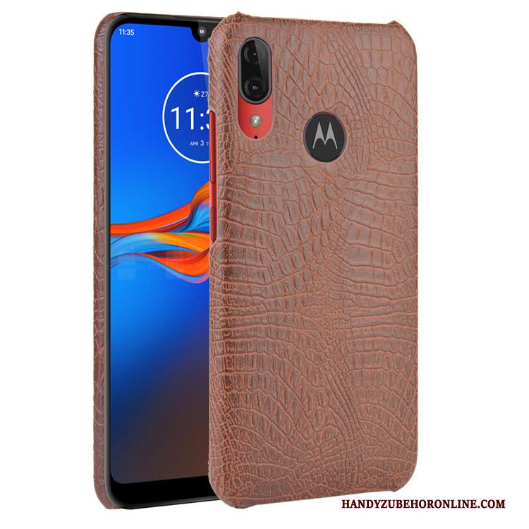 Moto E6 Plus Hard Mobiele Telefoon Bescherming Krokodil Hoesje Patroon Leer