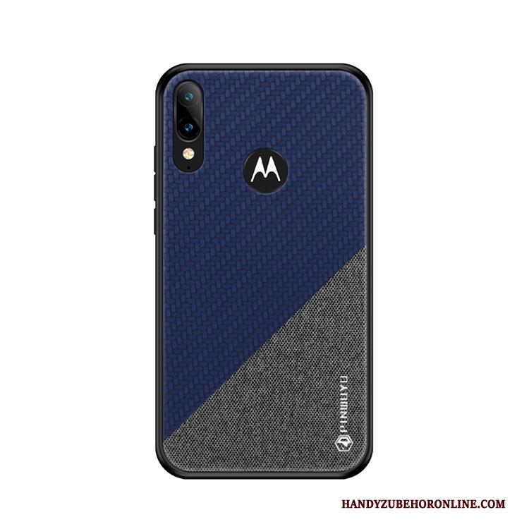 Moto E6 Plus Hoes Patroon Canvas Geel Doek All Inclusive Hoesje Telefoon