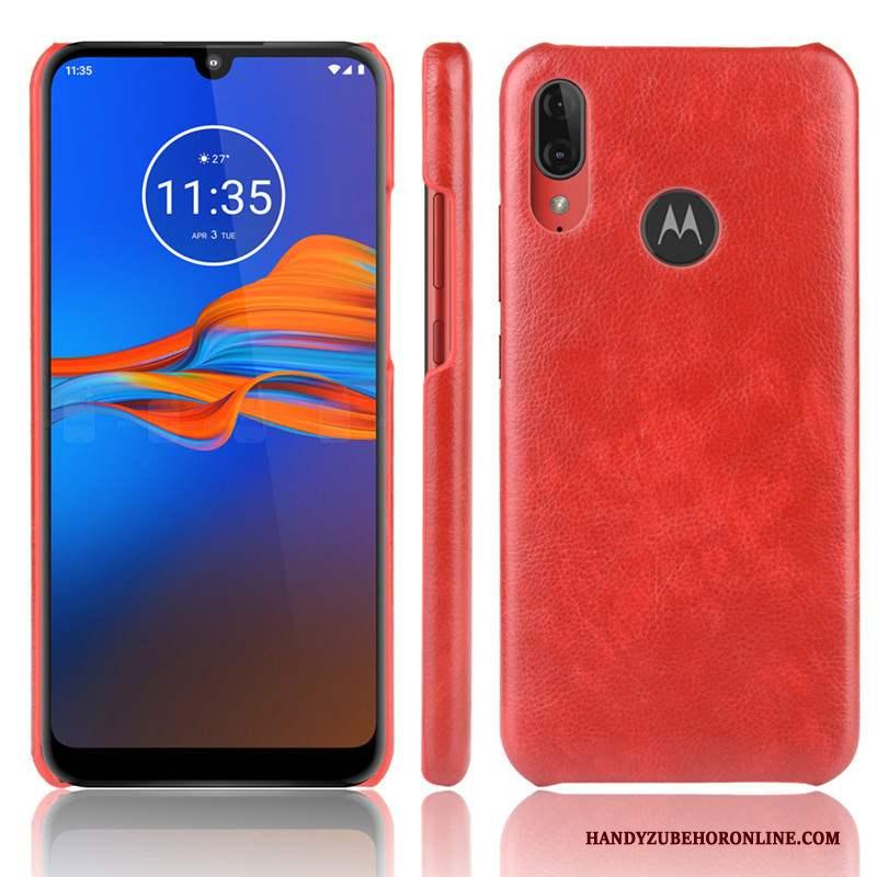 Moto E6 Plus Mobiele Telefoon Rood Kwaliteit Hoesje Leer Bescherming