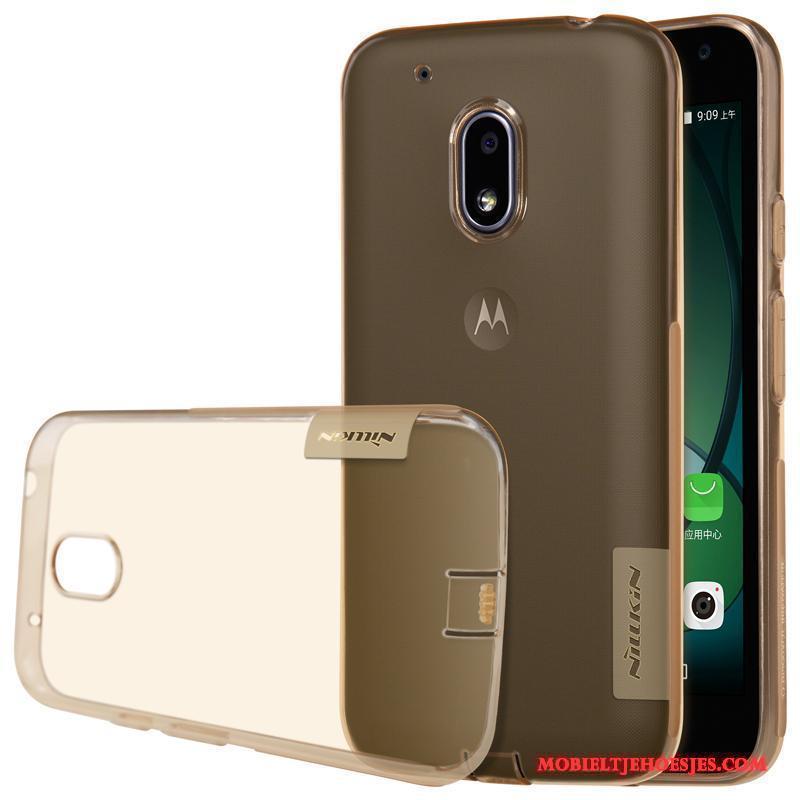 Moto G4 Play Doorzichtig Anti-fall Goud Zacht Hoes Hoesje Telefoon