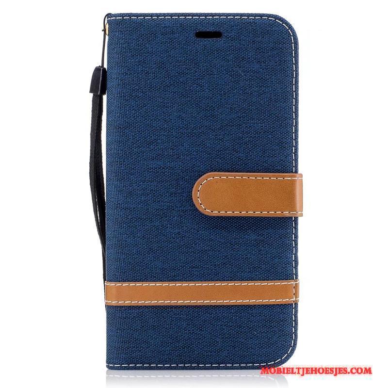 Moto G5 Blauw Hoesje Denim Trend Bescherming Folio Mobiele Telefoon