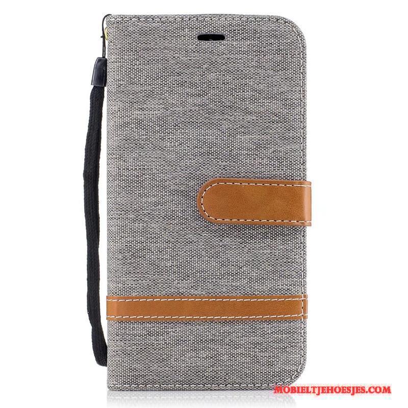 Moto G5 Blauw Hoesje Denim Trend Bescherming Folio Mobiele Telefoon