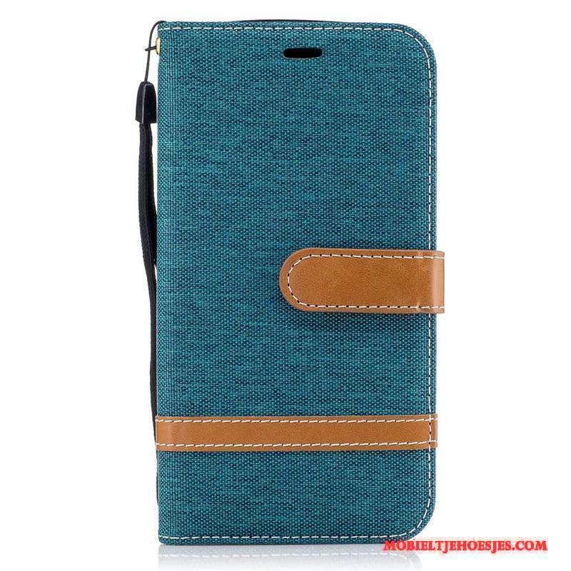 Moto G5 Blauw Hoesje Denim Trend Bescherming Folio Mobiele Telefoon