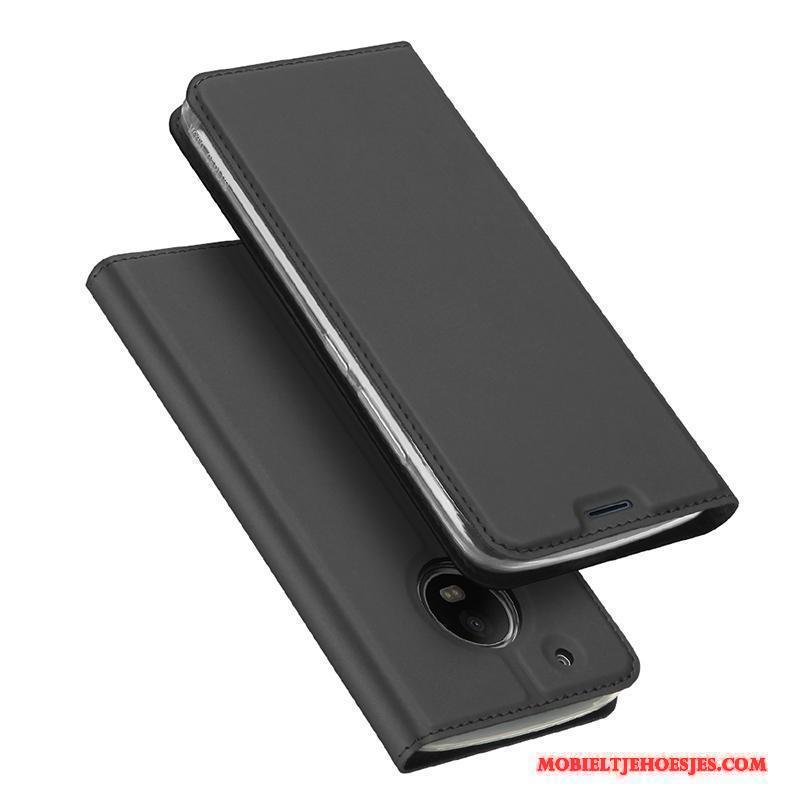 Moto G5 Folio Leren Etui Hoes Kaart Magnetisch Bescherming Hoesje Telefoon