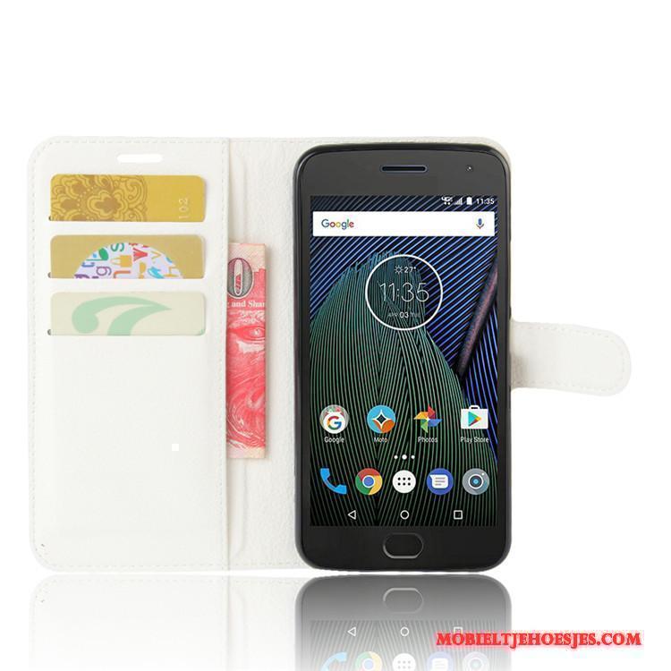 Moto G5 Hoesje Kaart Hoes Leren Etui Portemonnee Mobiele Telefoon Bescherming Lichtblauw