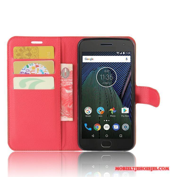 Moto G5 Hoesje Kaart Hoes Leren Etui Portemonnee Mobiele Telefoon Bescherming Lichtblauw