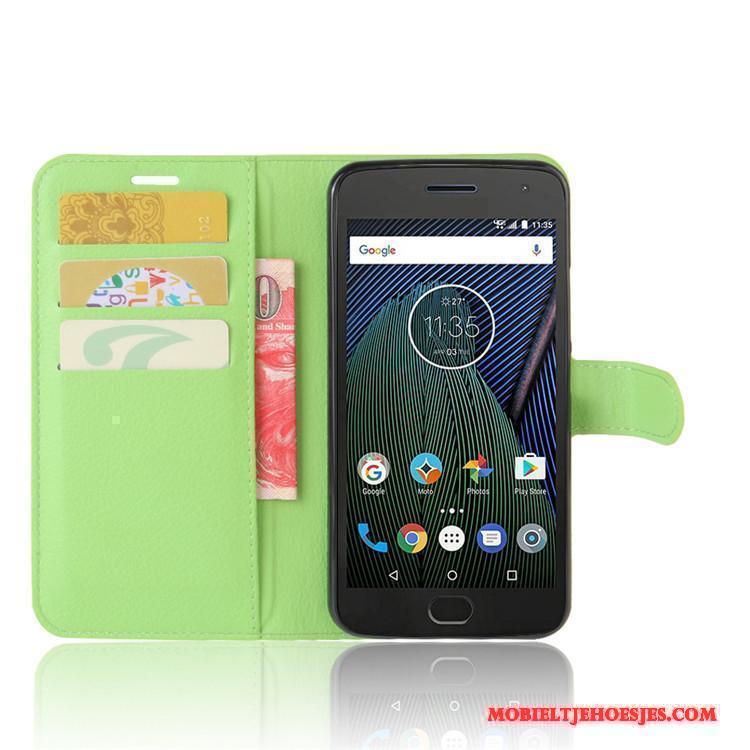 Moto G5 Hoesje Kaart Hoes Leren Etui Portemonnee Mobiele Telefoon Bescherming Lichtblauw