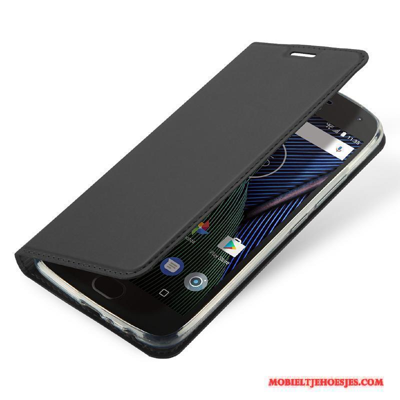 Moto G5 Leren Etui Folio Mobiele Telefoon Roze Bescherming Hoes Hoesje Telefoon