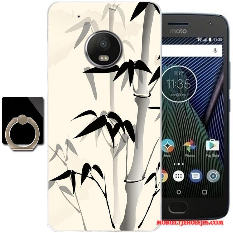 Moto G5 Plus Hoesje Telefoon All Inclusive Wind Wit Inkt Zacht Siliconen