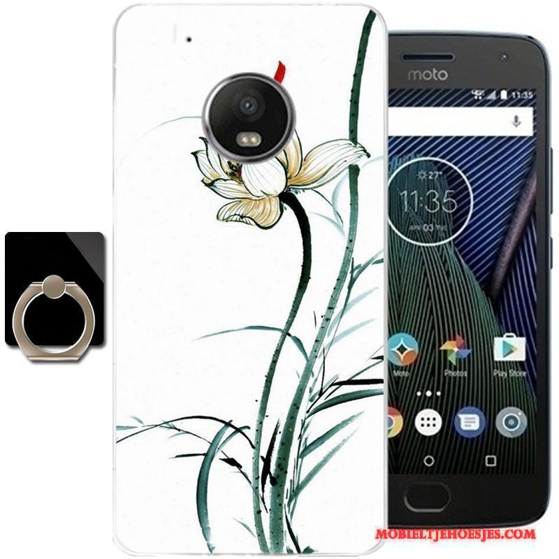 Moto G5 Plus Hoesje Telefoon All Inclusive Wind Wit Inkt Zacht Siliconen