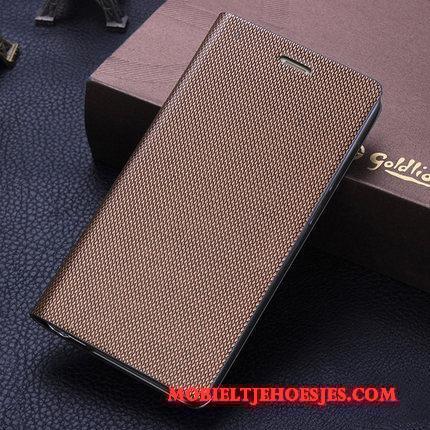 Moto G5 Plus Hoesje Telefoon Leren Etui Anti-fall Bescherming Siliconen Folio Goud