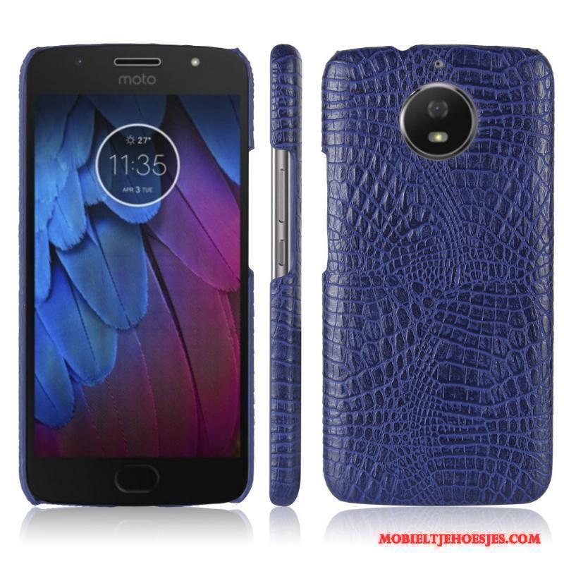 Moto G5s Plus Blauw Leer Bescherming Hoesje Telefoon Kwaliteit Hard