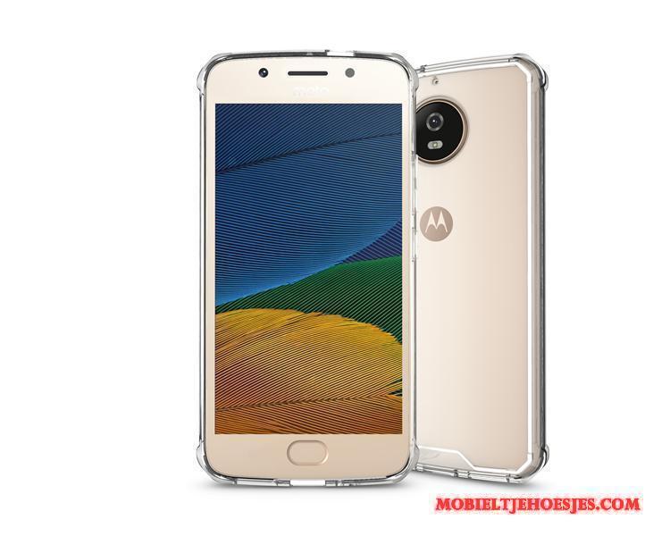 Moto G5s Plus Eenvoudige Doorzichtig Roze Krassen Zacht Hoesje Telefoon Pantser