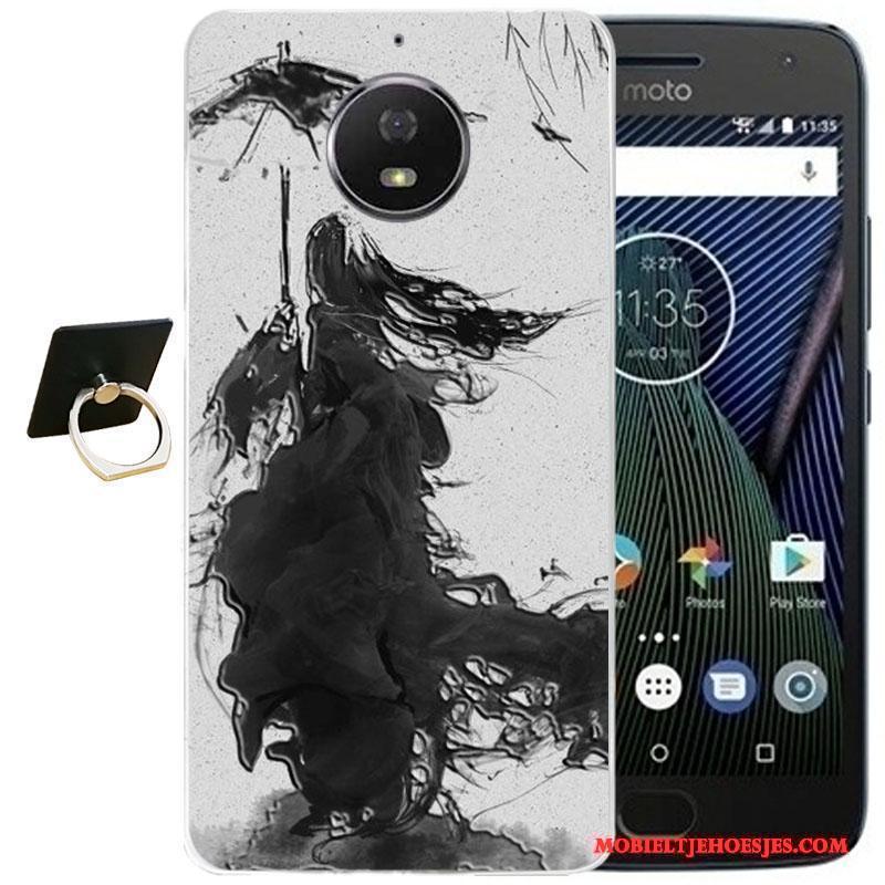Moto G5s Plus Wind Bescherming Hoes Vintage Reliëf Hoesje Spotprent