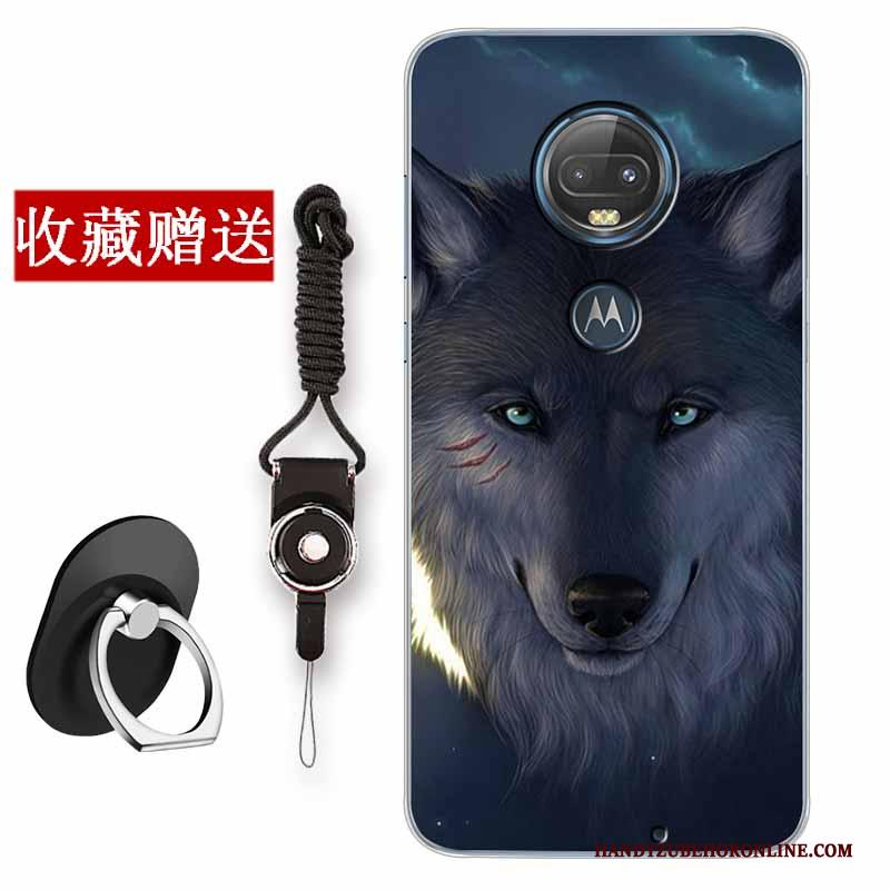 Moto G7 Bescherming Vintage Zacht Hoesje Telefoon Blauw All Inclusive Mode