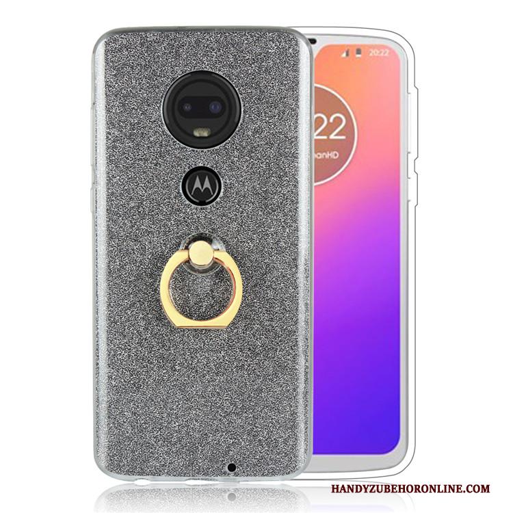 Moto G7 Eenvoudige Roze Wit Bescherming Hoesje Telefoon Ring Bedrijf