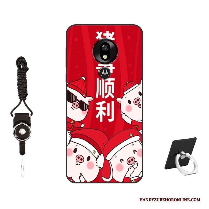 Moto G7 Play Hoes Net Red Hoesje Telefoon Anti-fall Bescherming Rood