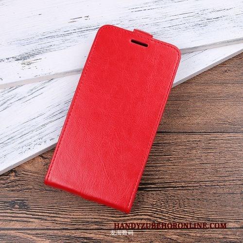 Moto G7 Play Hoesje Bescherming Portemonnee Bedrijf Leren Etui Rood Hoes Folio