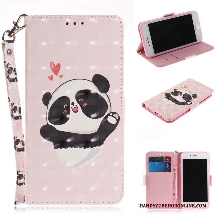 Moto G7 Play Hoesje Folio Roze Anti-fall Vouw Spotprent All Inclusive Portemonnee