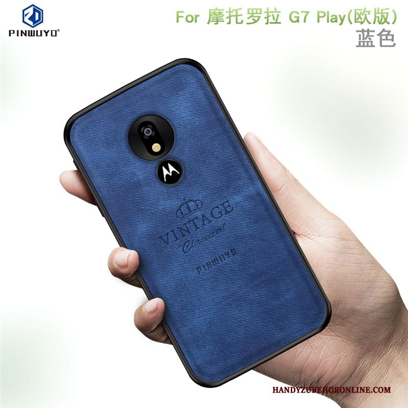 Moto G7 Play Patroon Europa Bescherming Hoes Hoesje Telefoon Blauw Zacht