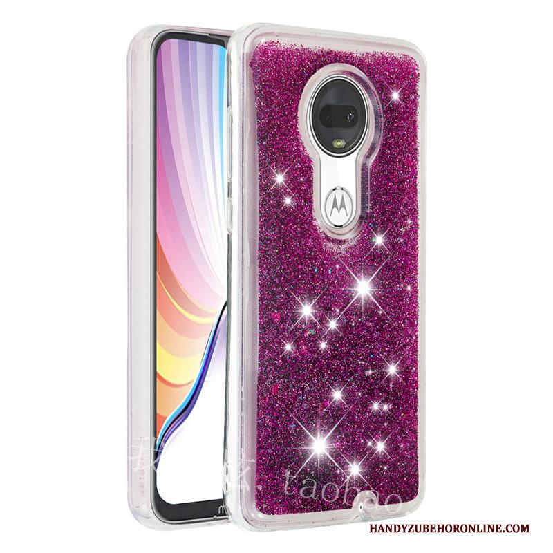 Moto G7 Plus Drijfzand Purper Zacht Hoes Hoesje Telefoon