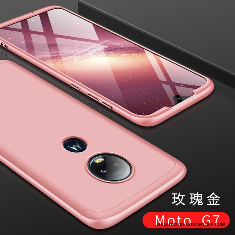 Moto G7 Schrobben Hoes Anti-fall Dun Roze Tempereren Hoesje Telefoon